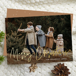 Tarjeta Festiva Con Relieve Metalizado Tarjeta de Navidad con Foto y Letra Manuscrita