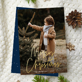 Tarjeta Festiva Con Relieve Metalizado Tarjeta de Navidad con Foto y Letra manuscrita en 