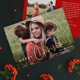 Tarjeta Festiva Con Relieve Metalizado Tarjeta de Navidad con Foto y Letra Moderna Feliz 