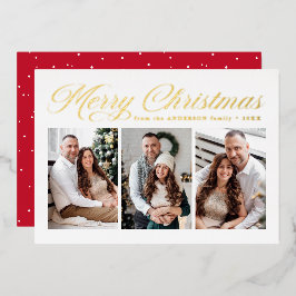 Tarjeta Festiva Con Relieve Metalizado Tarjeta de Navidad con guión de caligrafía dorada 