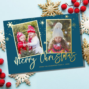 Tarjeta Festiva Con Relieve Metalizado Tarjeta de Navidad con guión moderno 2 Foto