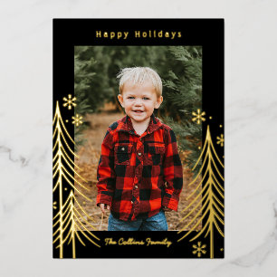 Tarjeta Festiva Con Relieve Metalizado Tarjeta de Navidad con hoja de aluminio de escena