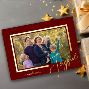 Tarjeta Festiva Con Relieve Metalizado Tarjeta de Navidad con Hoja de Oro Moderno Minimal
