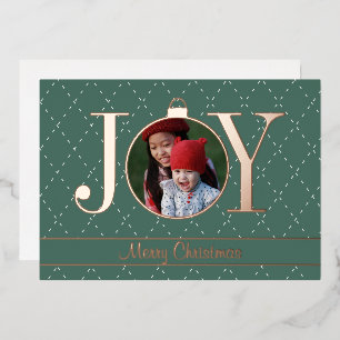 Tarjeta Festiva Con Relieve Metalizado Tarjeta de Navidad con imagen de alegría verde con