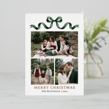 Tarjeta de Navidad con lazo verde de acuarela mode