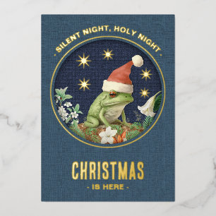 Tarjeta Festiva Con Relieve Metalizado Tarjeta de Navidad de animalitos del bosque con pa