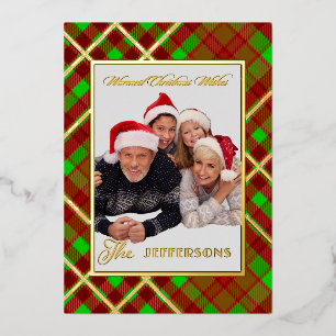 Tarjeta Festiva Con Relieve Metalizado Tarjeta de Navidad de Cuadro Personalizada con Des