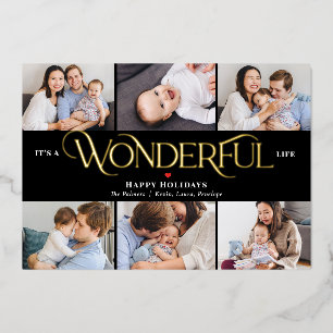 Tarjeta Festiva Con Relieve Metalizado Tarjeta de Navidad de vida maravillosa con papel d