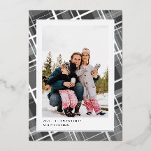 Tarjeta de Navidad Gris de Cuadro Mínimo con una F