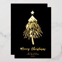 Tarjeta de Navidad minimalista con árbol de foil