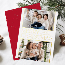 Tarjeta Festiva Con Relieve Metalizado Tarjeta de Navidad moderna 2 Foto con hoja de oro
