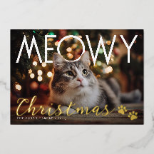 Tarjeta de Navidad Moderna con Foto Meowy Christma