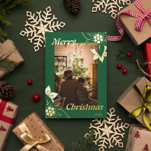 Tarjeta de Navidad personalizada con foto botánica