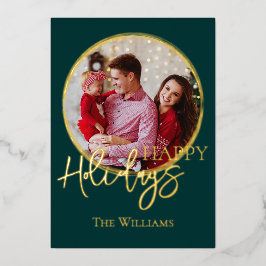 Tarjeta Festiva Con Relieve Metalizado Tarjeta de Navidad personalizada con foto y guión 