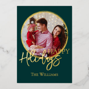 Tarjeta Festiva Con Relieve Metalizado Tarjeta de Navidad personalizada con foto y guión