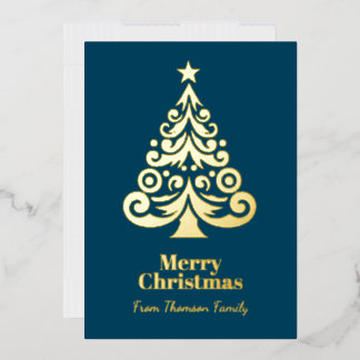 Tarjeta Festiva Con Relieve Metalizado Tarjeta de Navidad personalizada con hoja de oro a