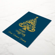 Tarjeta de Navidad personalizada con hoja de oro a