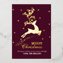 Tarjeta de Navidad personalizada con reno en hoja