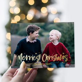 Tarjeta Festiva Con Relieve Metalizado Tarjeta de Navidad Real con Hoja de Aluminio Feliz