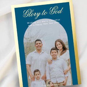 Tarjeta Festiva Con Relieve Metalizado Tarjeta de Navidad religiosa moderna con foto de p