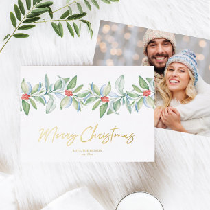 Tarjeta Festiva Con Relieve Metalizado Tarjeta de navidades con foto estatizadora