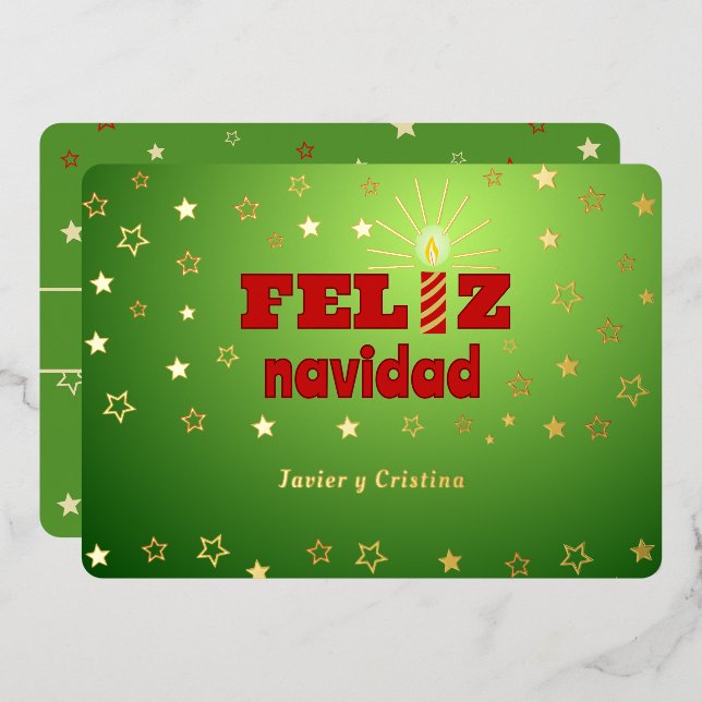 Tarjeta Festiva Con Relieve Metalizado Tarjeta de Relieve metalizado de Feliz navidad con (Anverso/Reverso)