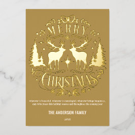 Tarjeta Festiva Con Relieve Metalizado Tarjeta de Relieve metalizado de reno plateado de 