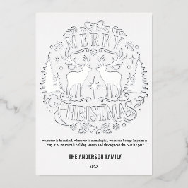Tarjeta Festiva Con Relieve Metalizado Tarjeta de Relieve metalizado de reno plateado de 