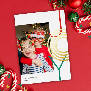 Tarjeta Festiva Con Relieve Metalizado Tarjeta de Relieve metalizado dorado de fotos de v
