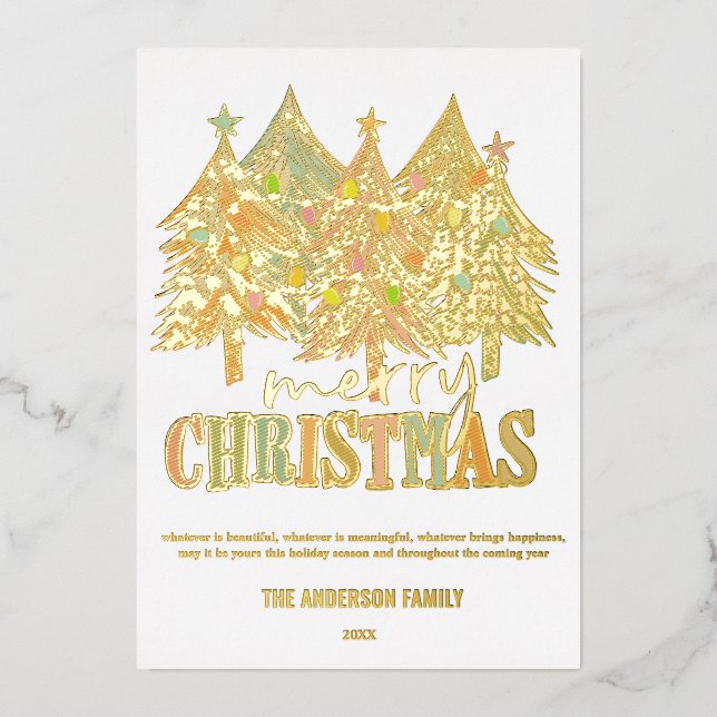 Tarjeta Festiva Con Relieve Metalizado Tarjeta de Relieve metalizado dorado moderna de lo (Anverso)