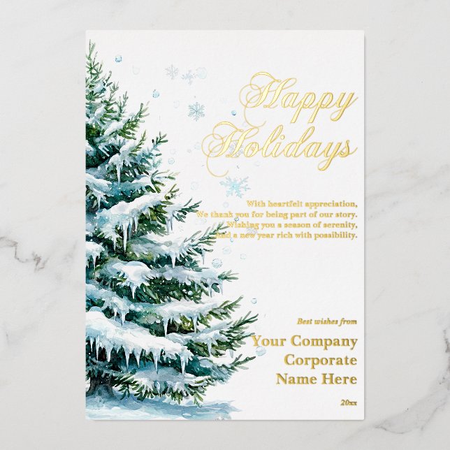 Tarjeta Festiva Con Relieve Metalizado Tarjeta de Relieve metalizado Evergreen de lujo Co (Anverso)