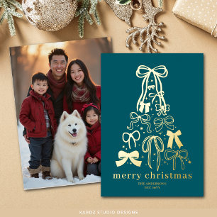 Tarjeta Festiva Con Relieve Metalizado Tarjeta de Relieve metalizado fotográfico de Navid