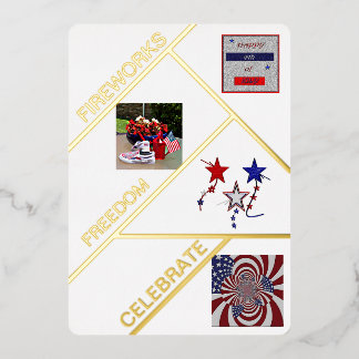 Tarjeta Festiva Con Relieve Metalizado Tarjeta de Relieve metalizado plana "Fabulous Four