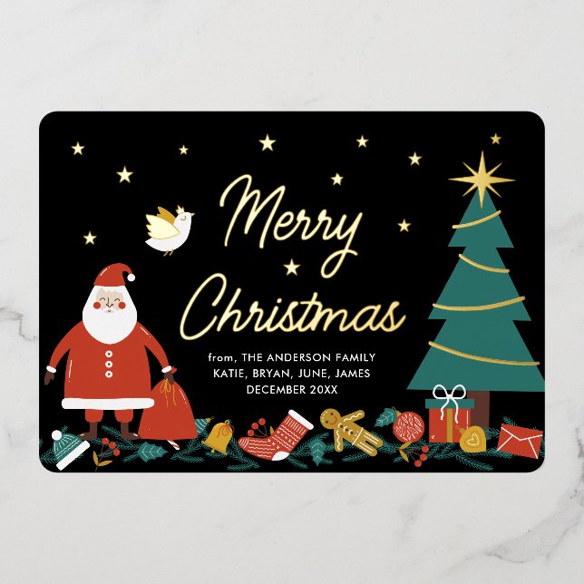 Tarjeta Festiva Con Relieve Metalizado Tarjeta de saludo de vacaciones de Relieve metaliz (Anverso)