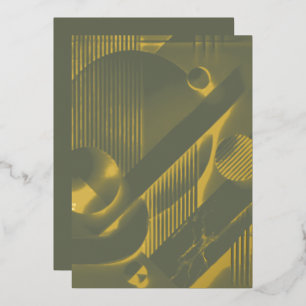 Tarjeta Festiva Con Relieve Metalizado Tarjeta de vacaciones con abstracto de oro geométr