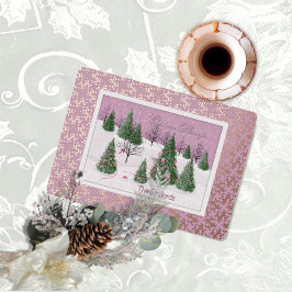 Tarjeta Festiva Con Relieve Metalizado Tarjeta de vacaciones con foil de Bosque Encantado