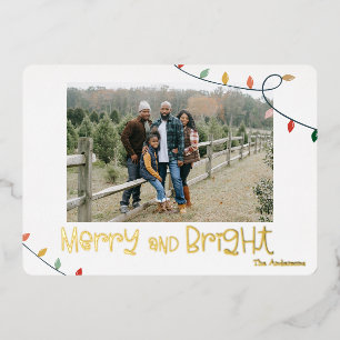 Tarjeta Festiva Con Relieve Metalizado Tarjeta de vacaciones con foil de foto Alegre y Br