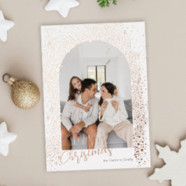 Tarjeta Festiva Con Relieve Metalizado Tarjeta de vacaciones con foto de arco de brillo d