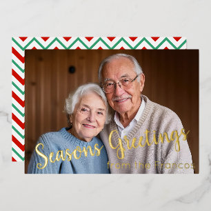 Tarjeta Festiva Con Relieve Metalizado Tarjeta de vacaciones con foto y lámina posterior