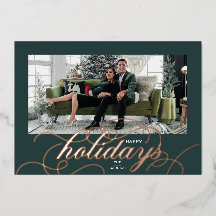 Tarjeta de vacaciones con guion verde elegante y f