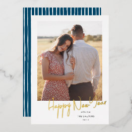 Tarjeta Festiva Con Relieve Metalizado Tarjeta de vacaciones con lámina de foto simple y 