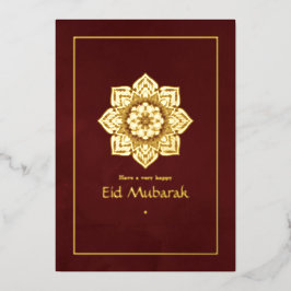 Tarjeta Festiva Con Relieve Metalizado Tarjeta de vacaciones de Eid Mubarak con foil de c