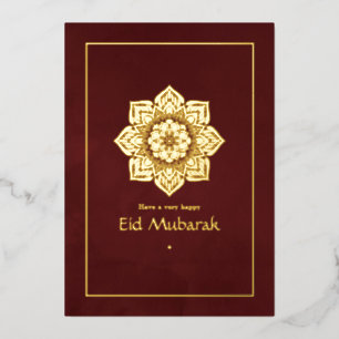 Tarjeta Festiva Con Relieve Metalizado Tarjeta de vacaciones de Eid Mubarak con foil de c