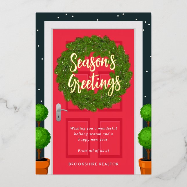 Tarjeta Festiva Con Relieve Metalizado Tarjeta de vacaciones de negocios de RELIEVE METAL (Anverso)