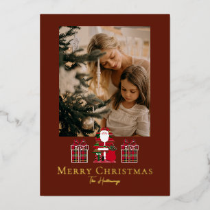 Tarjeta Festiva Con Relieve Metalizado Tarjeta de vacaciones de papel de aluminio con reg