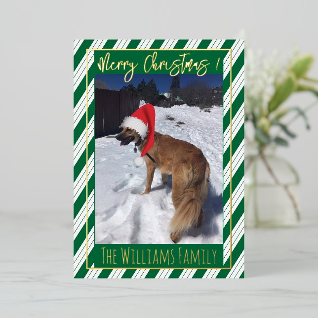 Tarjeta Festiva Con Relieve Metalizado Tarjeta de vacaciones de papel de estaño con rayas (Anverso de pie)