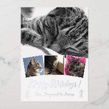 Tarjeta de vacaciones de papel de plata con collag