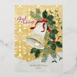 Tarjeta Festiva Con Relieve Metalizado Tarjeta de vacaciones de Relieve metalizado dorado