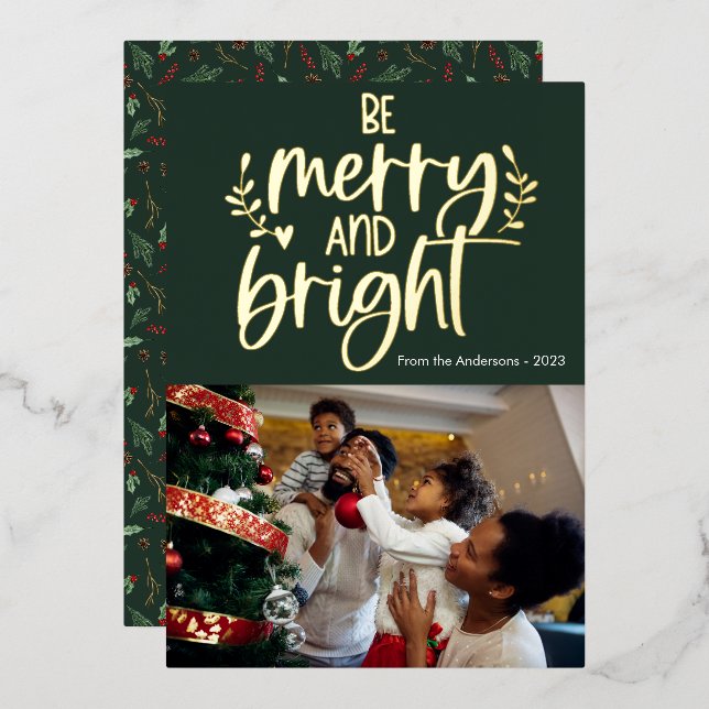 Tarjeta Festiva Con Relieve Metalizado Tarjeta de vacaciones de Relieve metalizado fotogr (Anverso/Reverso)