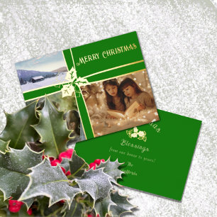Tarjeta Festiva Con Relieve Metalizado Tarjeta de vacaciones de Relieve metalizado Holly